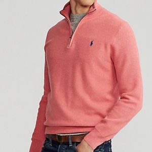Ralph Lauren Polo Cotton Mesh Quarter Zip Sweater